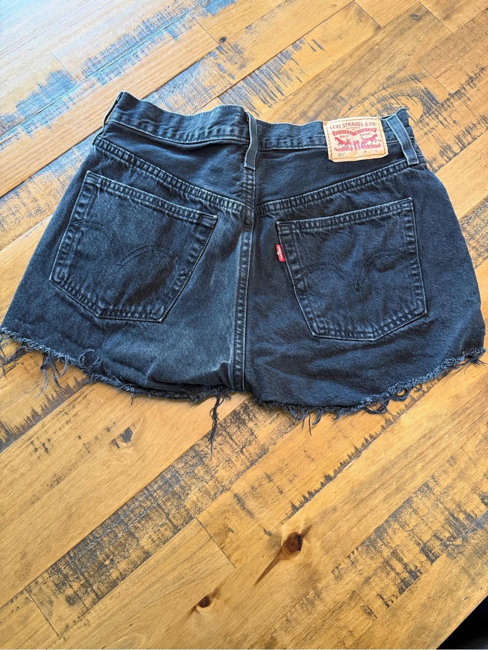 Levi's Black Frayed Denim Shorts
